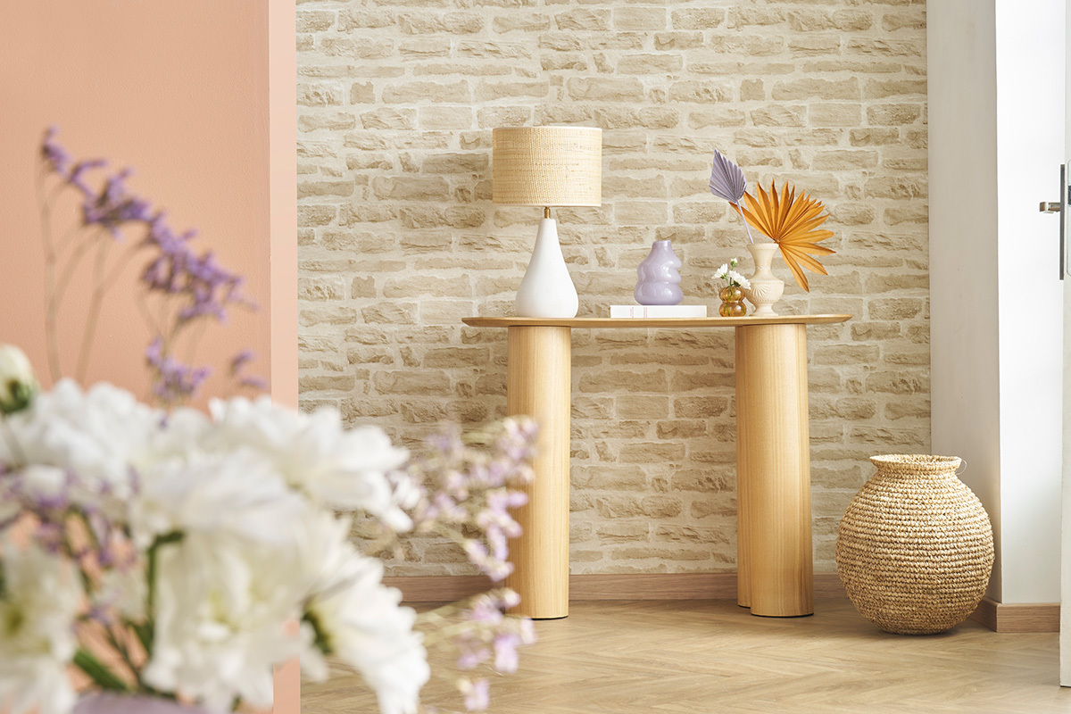 Console design en bois clair L100 cm FOLEEN