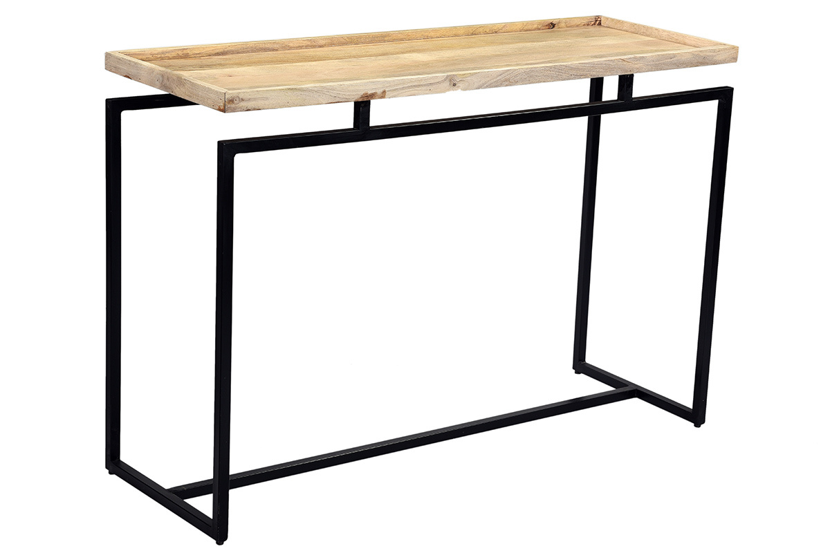 Console en bois manguier massif et m�tal noir L110 cm FRAME