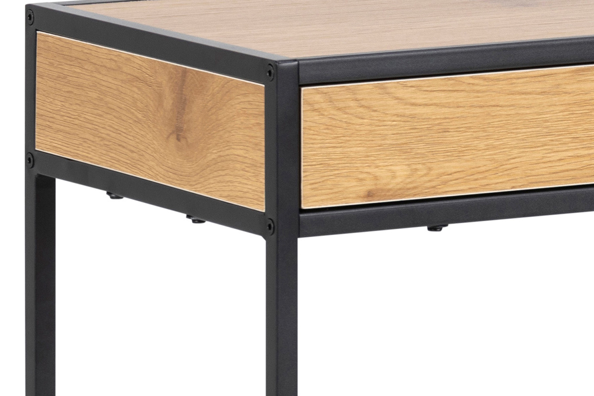 Console industrielle 2 tiroirs en m�tal et bois L100 cm TRESCA