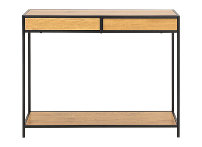 Console industrielle 2 tiroirs en m&eacute;tal et bois L100 cm TRESCA
