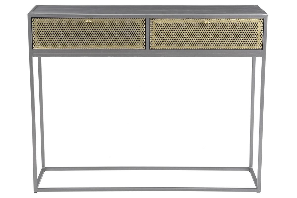 Console industrielle en mtal dor et gris MAGIC