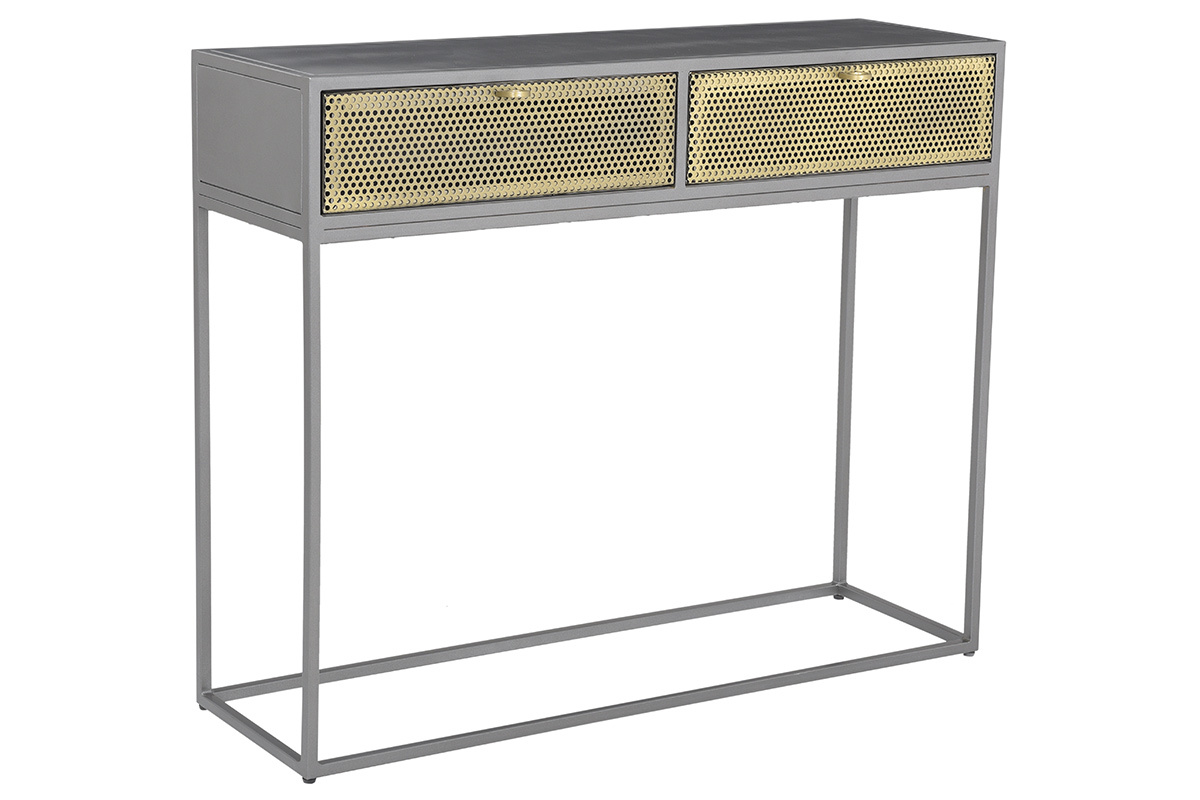 Console industrielle en mtal dor et gris MAGIC