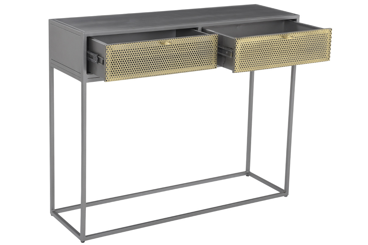 Console industrielle en mtal dor et gris MAGIC