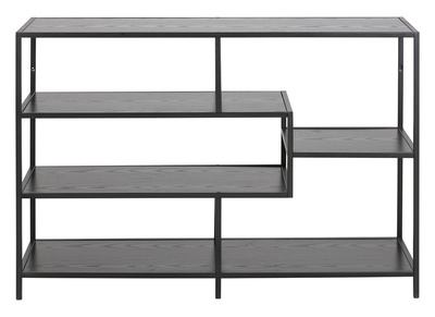 Console industrielle m&eacute;tal et bois noirs L114 cm TRESCA