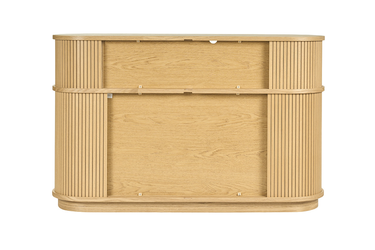 Console vintage en bois clair ch�ne avec portes coulissantes L120 cm EPIC