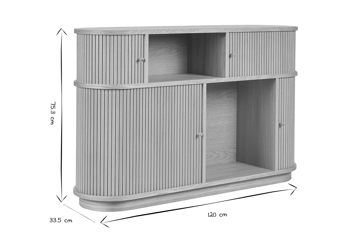 Console vintage en bois clair ch�ne avec portes coulissantes L120 cm EPIC