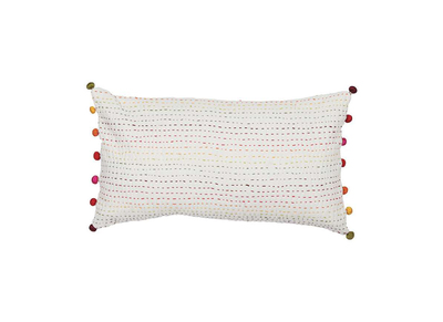 Coussin en coton avec pompons multicolores 30 x 50 cm FILEA