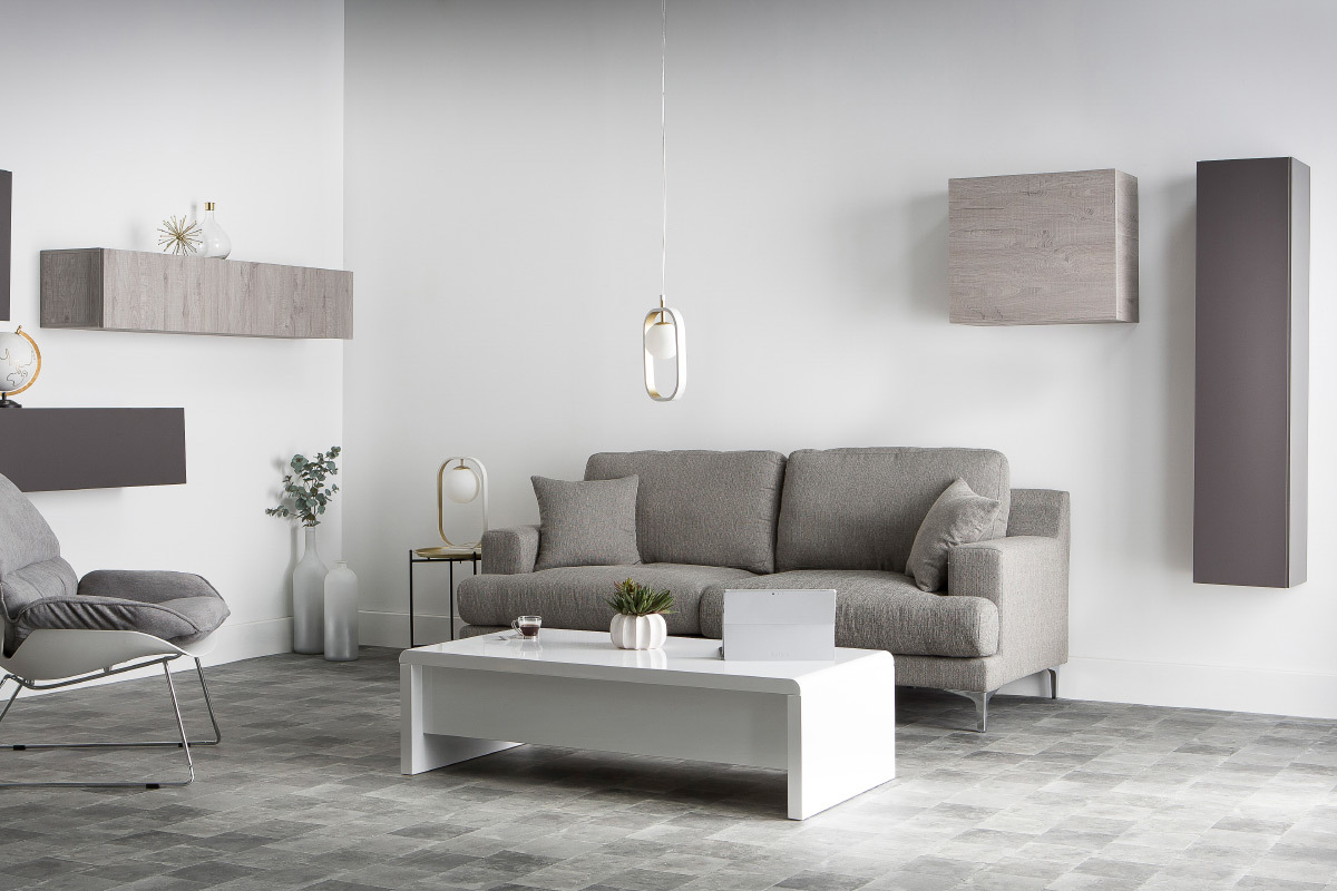 El�ment mural COLORED Carr� bois gris�