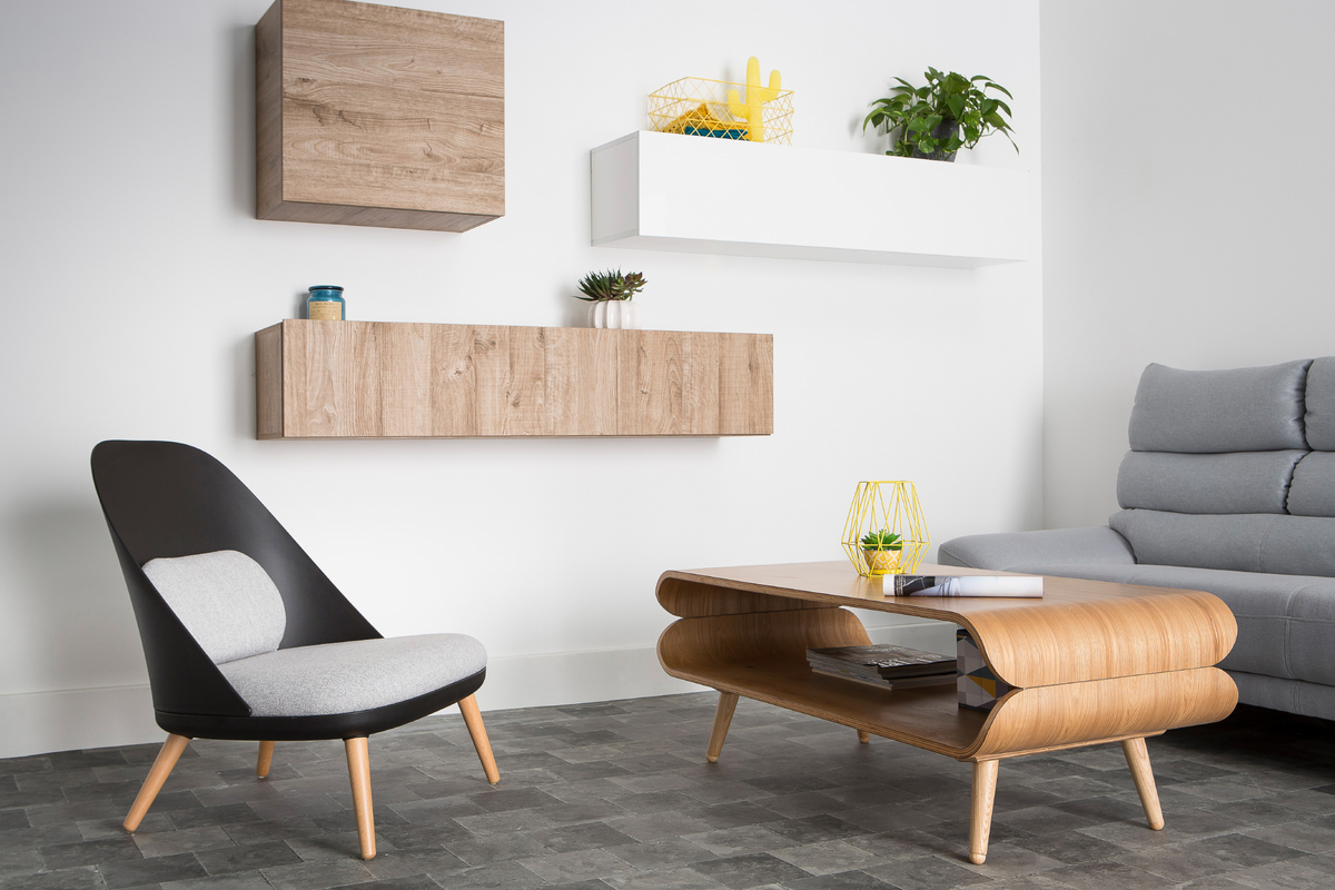 �l�ment mural TV design bois miel horizontal COLORED V2