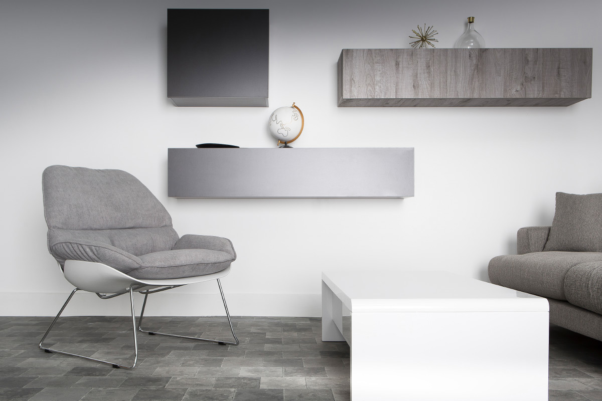 �l�ment mural TV design gris anthracite mat horizontal COLORED V2