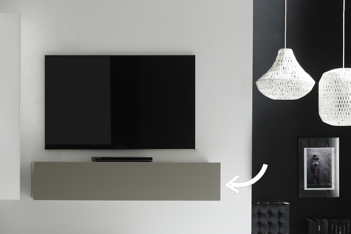 �l�ment mural TV design taupe mat horizontal COLORED V2