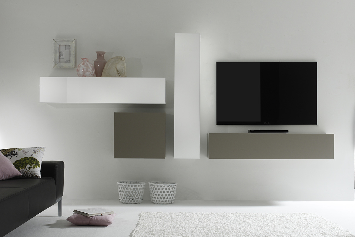 �l�ment mural TV design taupe mat horizontal COLORED V2