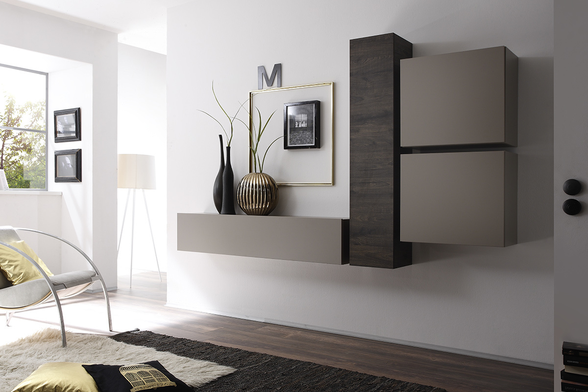 �l�ment mural TV design taupe mat horizontal COLORED V2