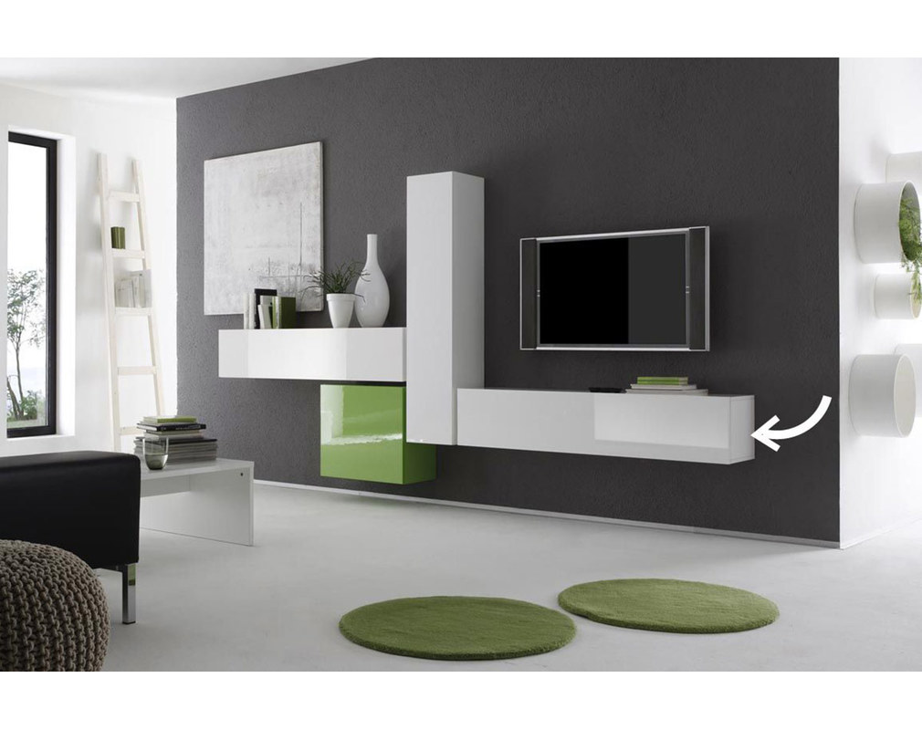 Élément mural TV horizontal ou vertical laqué blanc COLORED - Dos