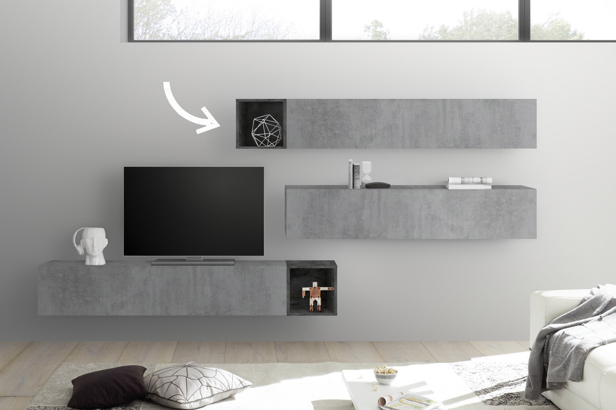 Elments muraux carrs laqus brillant gris (lot de 2) ETERNEL