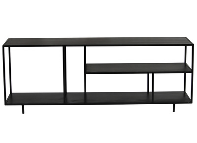 &Eacute;tag&egrave;re basse meuble TV design en m&eacute;tal noir L160 cm KARL