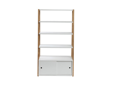 &Eacute;tag&egrave;re design laqu&eacute; blanc mat et bois STOKA