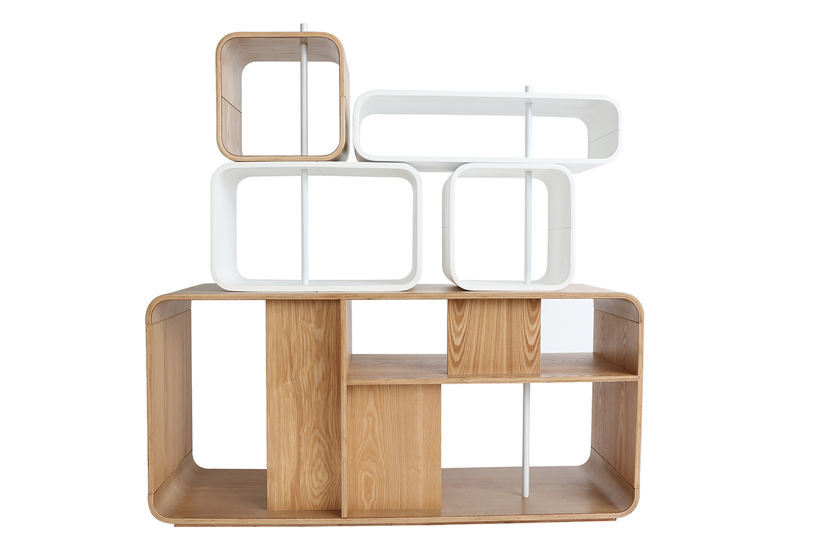 �tag�re modulable bois clair et blanc L129 cm BRICK