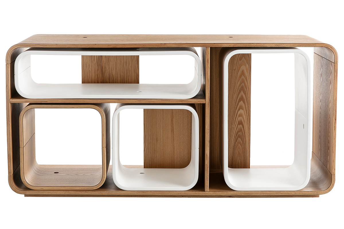 �tag�re modulable bois clair et blanc L129 cm BRICK