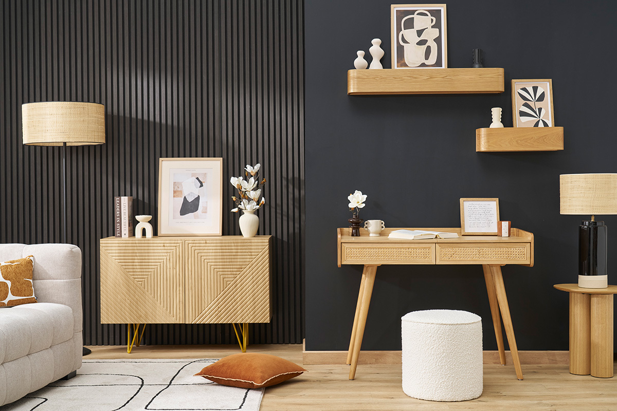 Etag�re murale bois fonc� noyer L48 cm HOPE