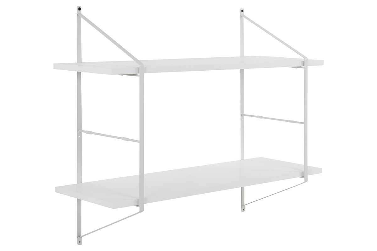 Etag�re murale design bois blanc et m�tal BRIDGE
