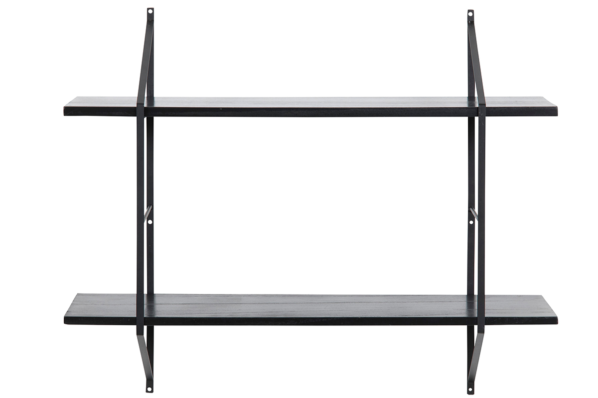 Etag�re murale design bois noir et m�tal BRIDGE