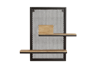 Etag&egrave;re murale double en m&eacute;tal et manguier massif H60 cm RACK