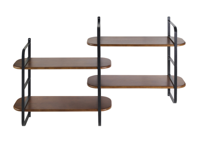 &Eacute;tag&egrave;re murale en bois manguier massif teint&eacute; et m&eacute;tal noir L122 cm AKINA