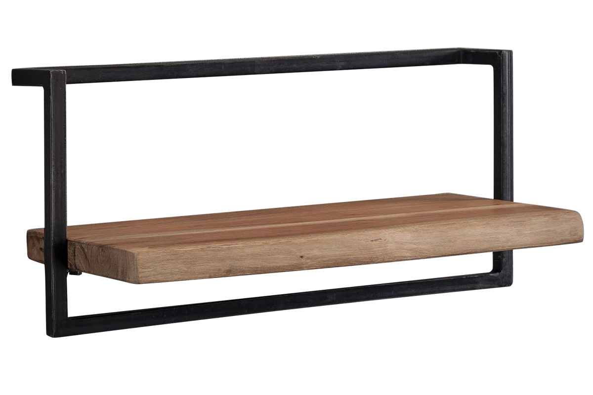 �tag�re murale en bois massif et m�tal noir ERNEST