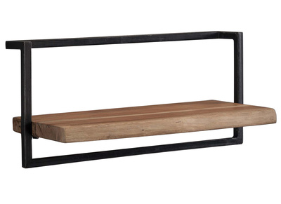 &Eacute;tag&egrave;re murale en bois massif et m&eacute;tal noir ERNEST