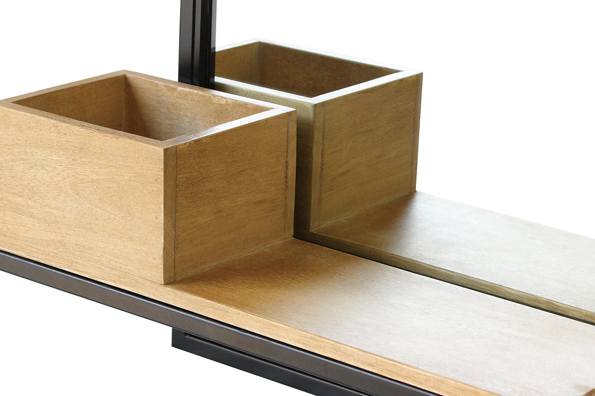 Etag�re murale industrielle avec miroir en m�tal et manguier massif L50 cm RACK