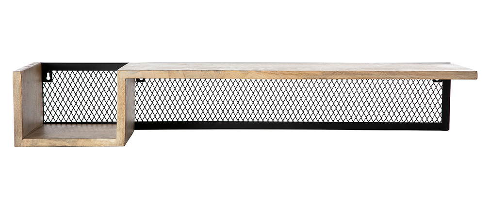 �tag�re murale industrielle manguier massif et m�tal 90 cm RACK