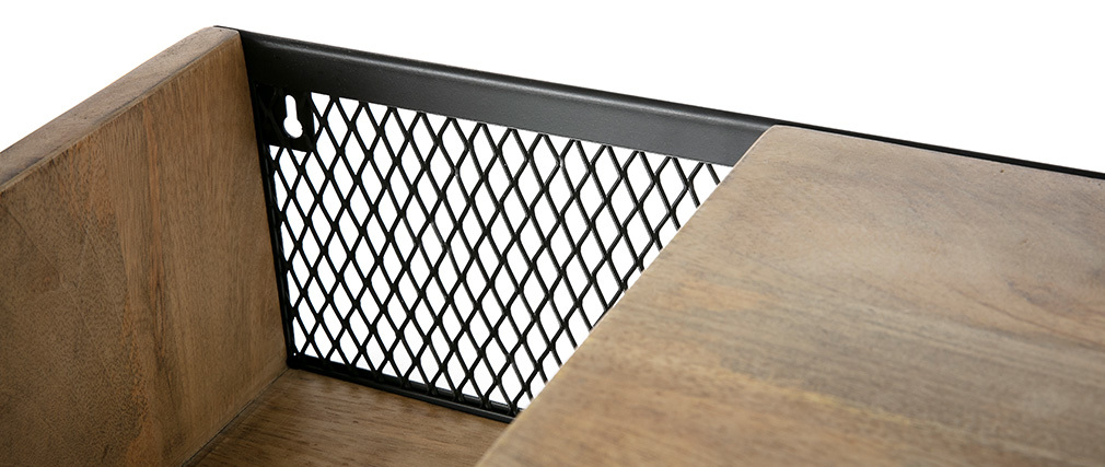 �tag�re murale industrielle manguier massif et m�tal 90 cm RACK