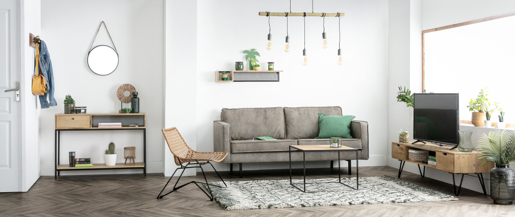 �tag�re murale industrielle manguier massif et m�tal 90 cm RACK