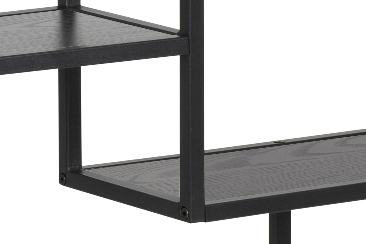 �tag�re murale industrielle m�tal et bois noirs L75 cm TRESCA