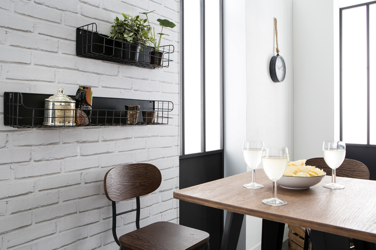 �tag�re murale m�tal noir 50 cm MANUFACTURE