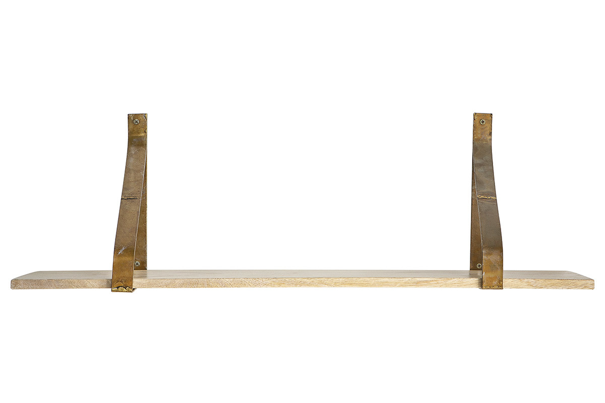 Etag�re murale m�tal rouille et bois 80 cm MODO