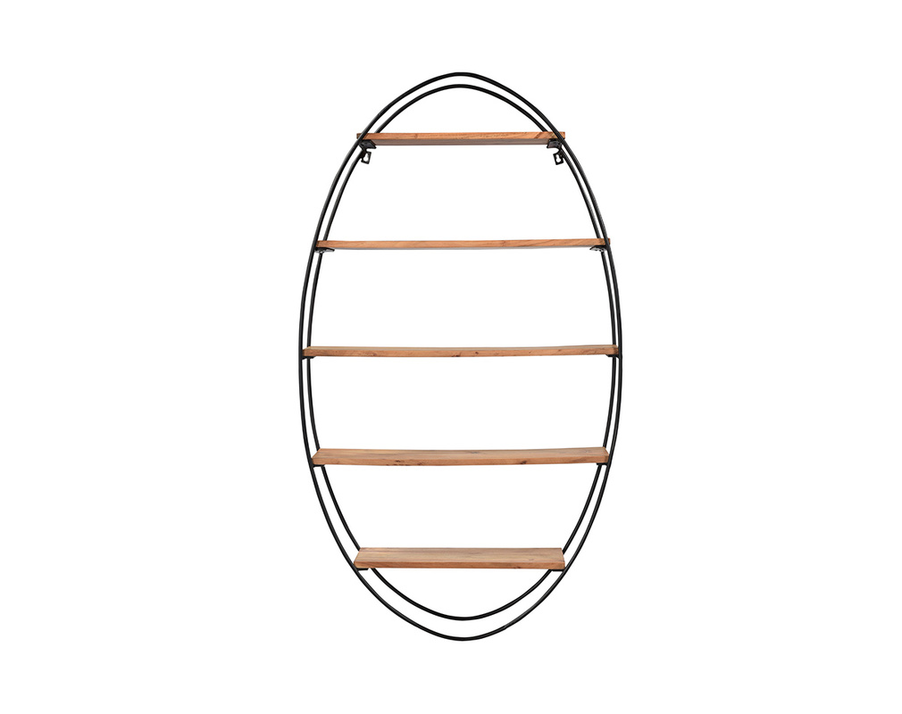 Etagere Murale Ovale En Acacia Massif Et Metal H130 Cm Hang Miliboo