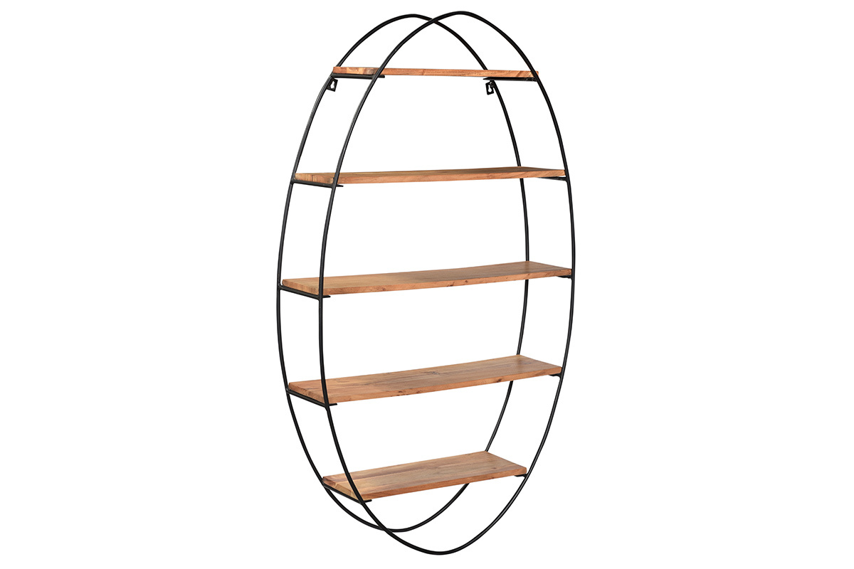 tagre murale ovale en bois massif et mtal noir H130 cm HANG