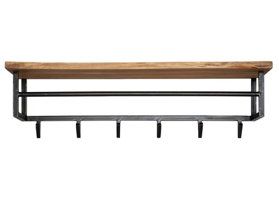 &Eacute;tag&egrave;re murale porte-manteau industrielle en bois massif et m&eacute;tal noir LORD