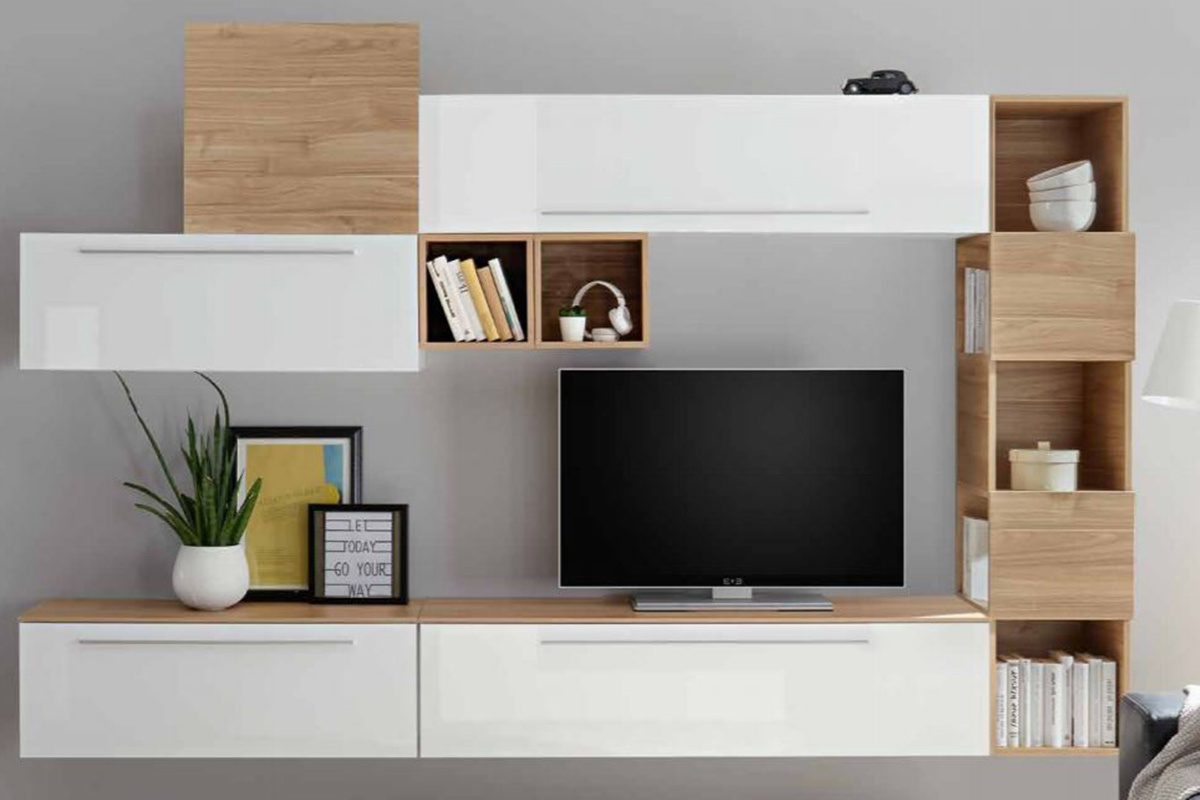 Etag�re murale verticale finition bois clair 5 rangements L33 cm ETERNEL