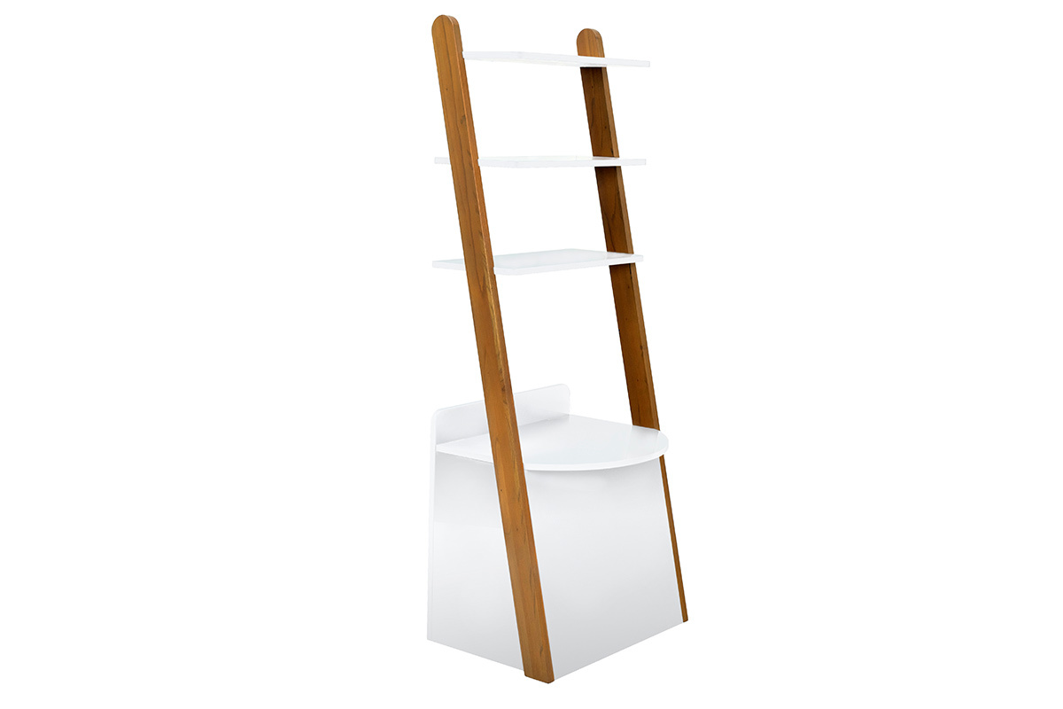 Etagre scandinave avec coffre blanc et bois KIDDY