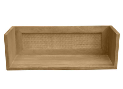Étagère tablette murale en bois manguier massif et cannage rotin L60 cm ACANGE