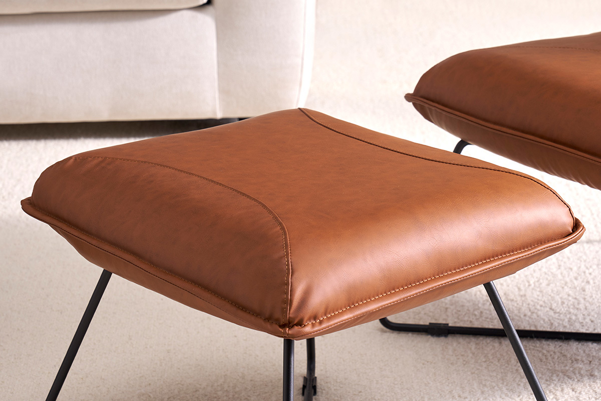 Fauteuil avec repose pied vintage marron PHILO