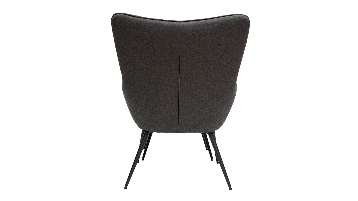 Fauteuil avec repose-pieds en tissu gris fonc MOOD