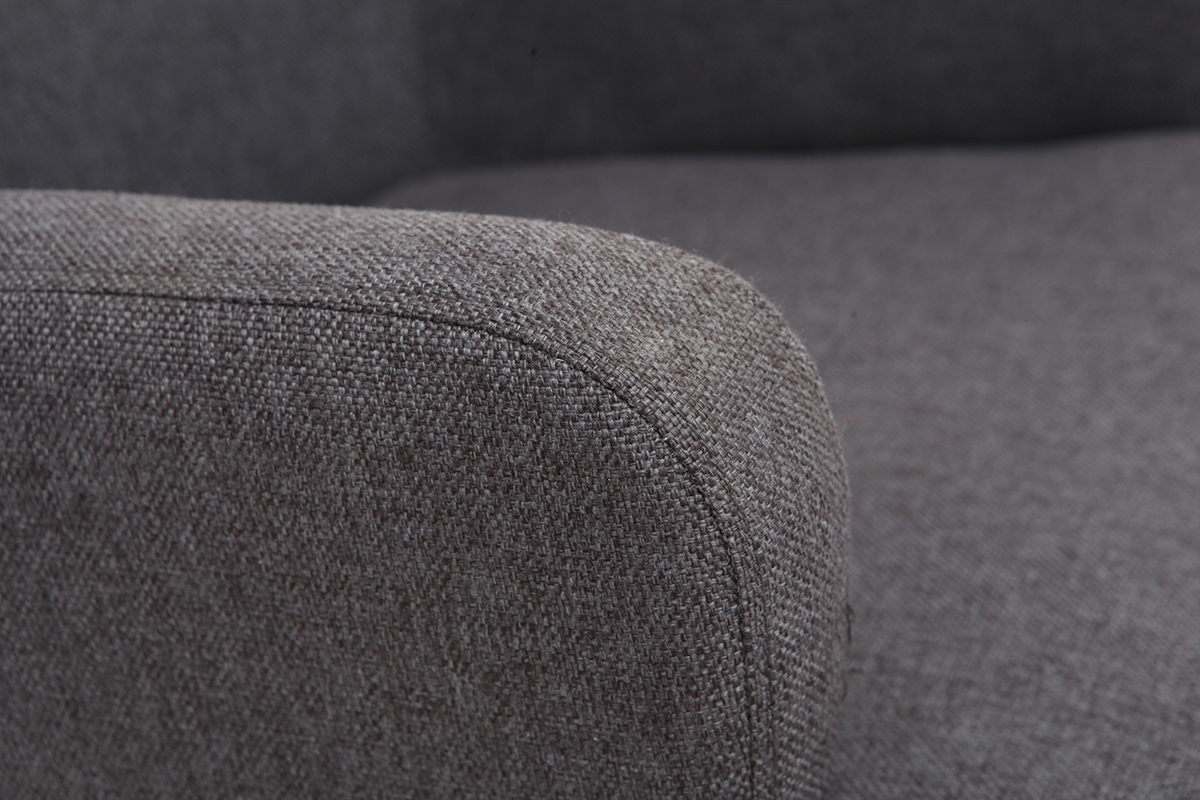 Fauteuil classique tissu gris fonc� pieds bois clair RODIN