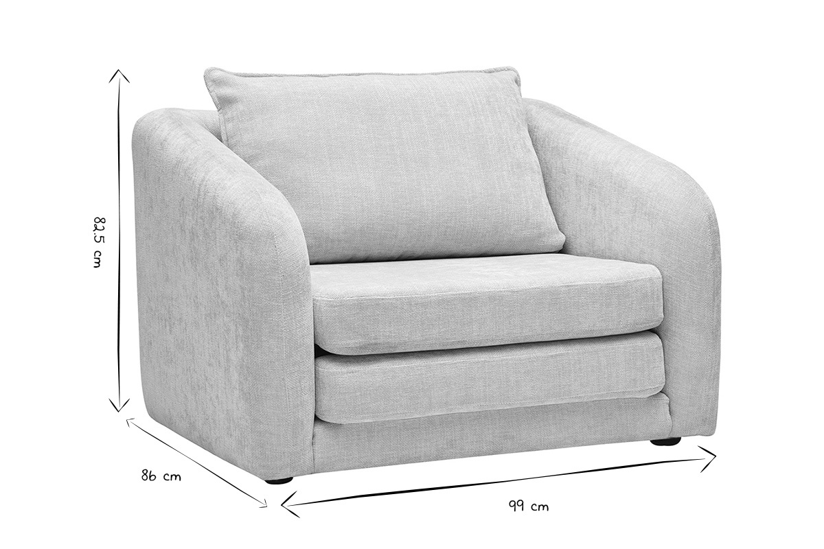 Fauteuil convertible en tissu effet velours textur beige MAHAUT