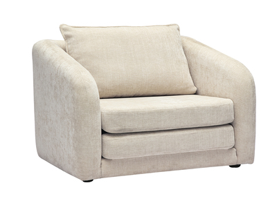 Fauteuil convertible en tissu effet velours texturé beige MAHAUT