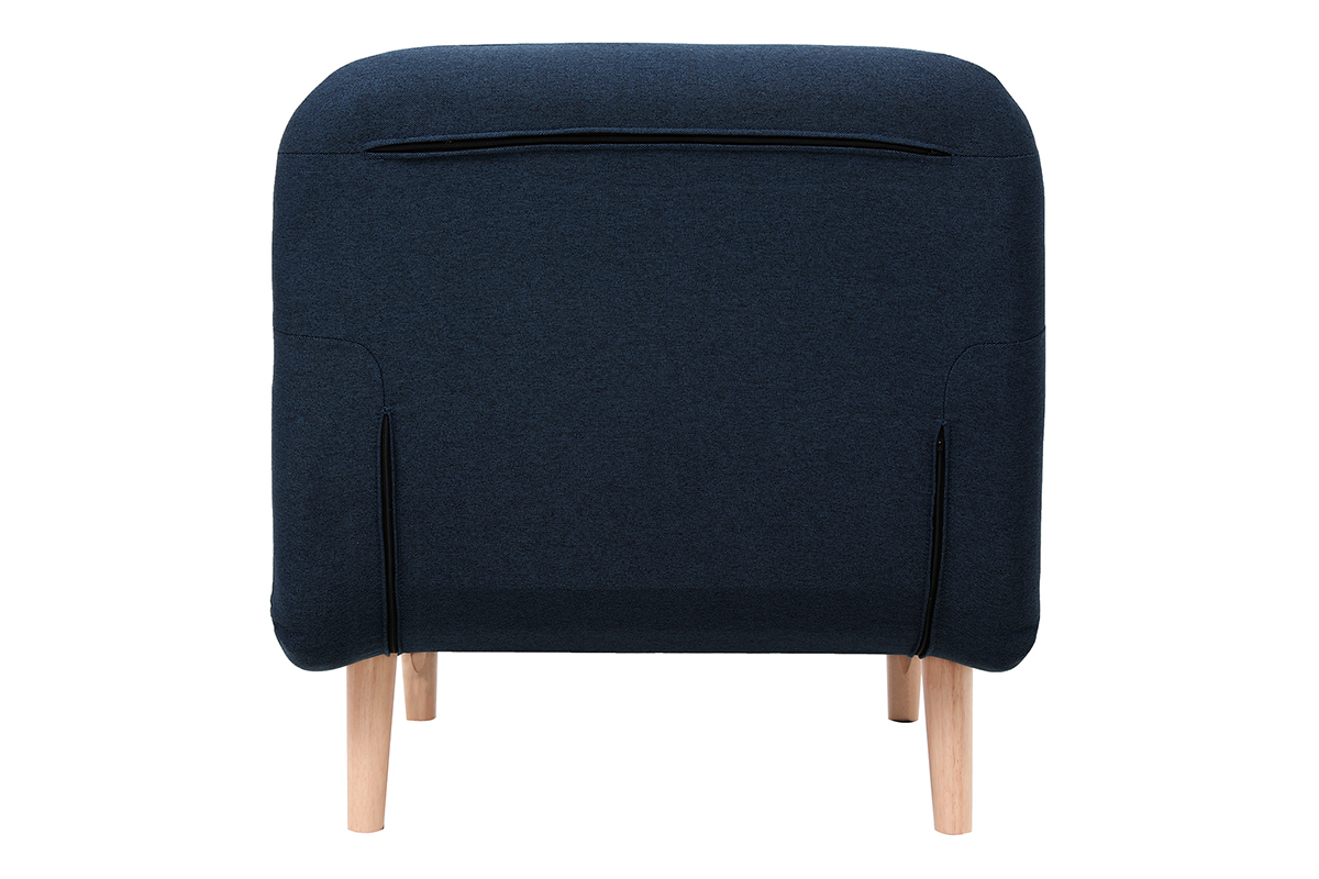 Fauteuil convertible scandinave en tissu bleu fonc et bois clair AMIKO