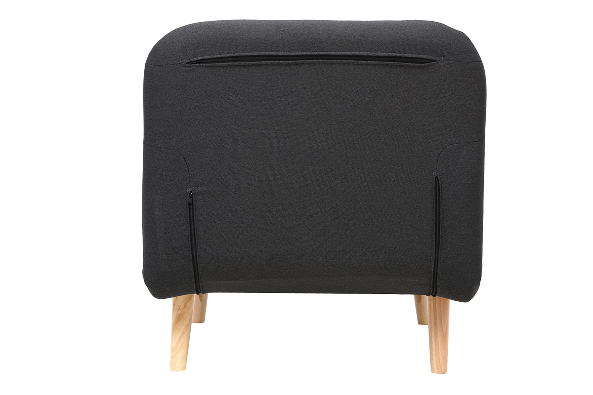 Fauteuil convertible scandinave en tissu gris fonc et bois noir AMIKO